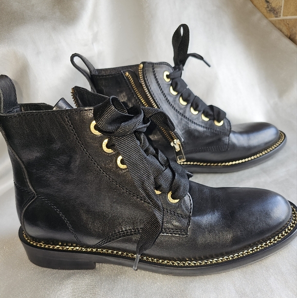 Zadig & Voltaire Laureen Jumbo-Lace Leather Zip Boots Sz EU40/US10 - Picture 5 of 15